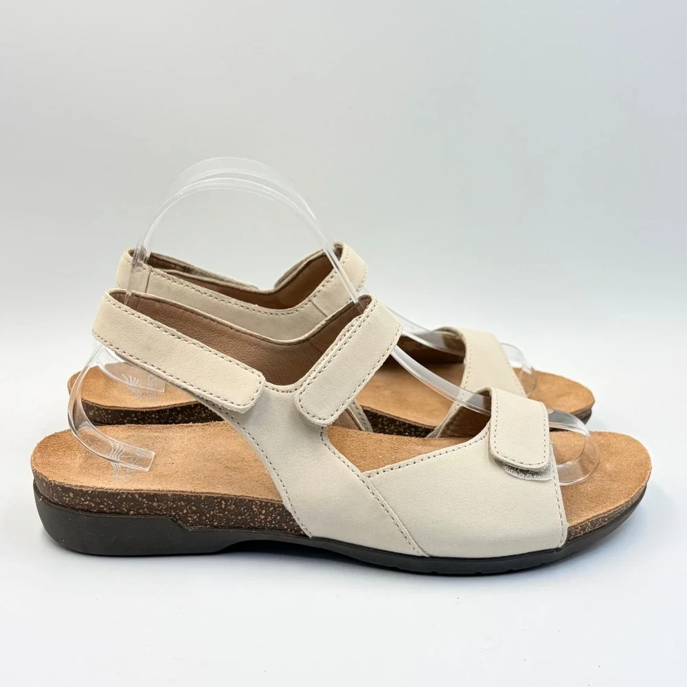 Dansko Ronda Cork‎ Sandals Nubuck Ivory Triple Strap Comfort Womens 40 US 9.5-10